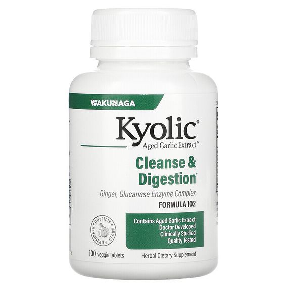 Kyolic, Aged Garlic Extract, экстракт выдержанного чеснока, для очищения и улучшения пищеварения, формула 102, 100 растительных таблеток