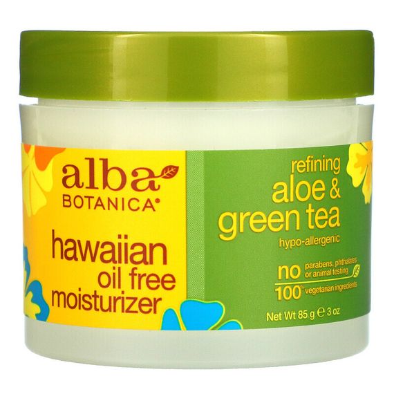 Alba Botanica, Hawaiian Oil Free Moisturizer, Refining Aloe &amp; Green Tea, 3 oz (85 g)