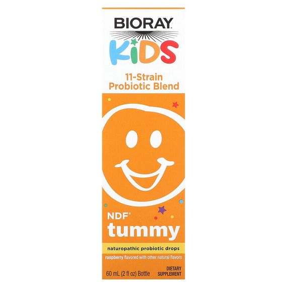 Bioray Inc., Kids, NDF Tummy, смесь из 11 штаммов пробиотиков, со вкусом малины, 60 мл (2 жидк. унции)