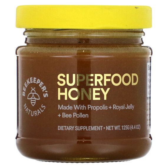 Beekeeper&#39;s Naturals, B. Powered, мед из суперфудов, 125 г (4,4 унции)