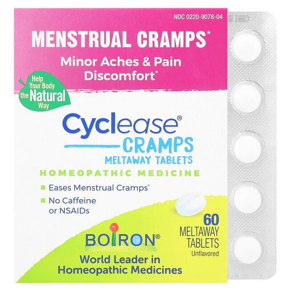 Boiron, Cyclease Cramp, менструальные спазмы, 60 быстрорастворимых таблеток
