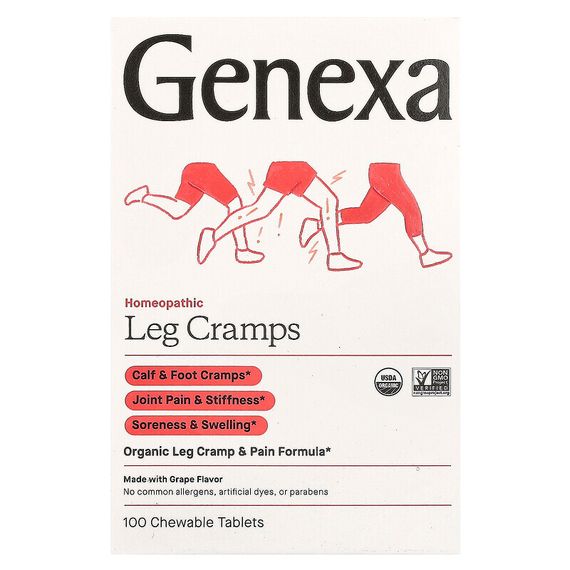 Genexa LLC, Leg Cramp Rx, икроножные судороги и боль, со вкусом винограда, 100 жевательных таблеток