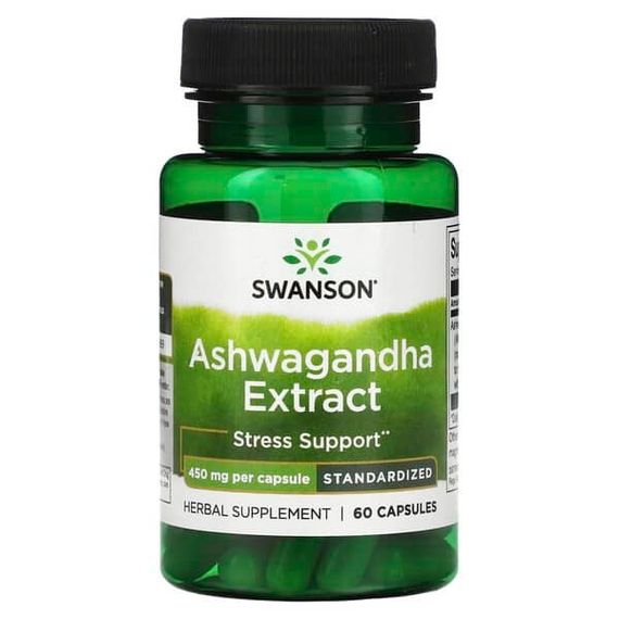 Swanson, Экстракт ашваганды, стандартизированный, 450 мг, 60 капсул