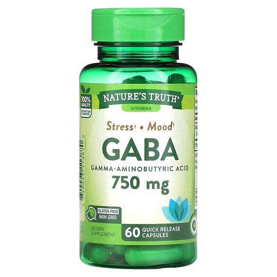 Nature&#39;s Truth, Gaba, Gamma Aminobutyric Acid, 750 mg, 60 Quick Release Capsules