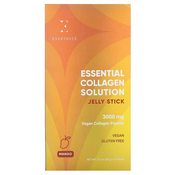Everydaze, Essential Collagen Solution, желе в стиках, манго, 3000 мг, 10 стиков по 20 г (0,7 унции)