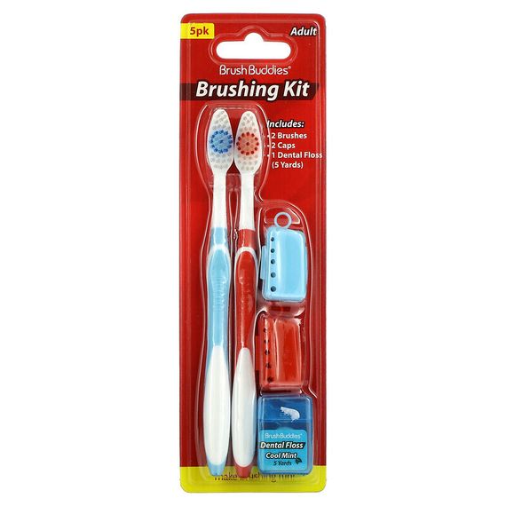 Brush Buddies, &quot;Забота с умом&quot;, набор зубных щеток, для взрослых, 2 шт