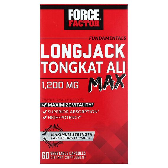 Force Factor, Fundamentals, LongJack Tongkat Ali Max, 1200 мг, 60 растительных капсул