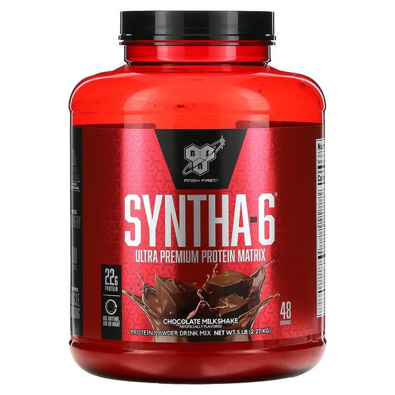 BSN, Syntha-6, протеиновая матрица ультрапремиального качества, со вкусом шоколадного коктейля, 2,27 кг (5 фунтов)