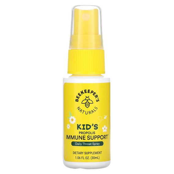Beekeeper&#39;s Naturals, Дети, поддержка иммунитета с прополисом, ежедневный спрей для горла, 30 мл (1,06 жидк. Унции)