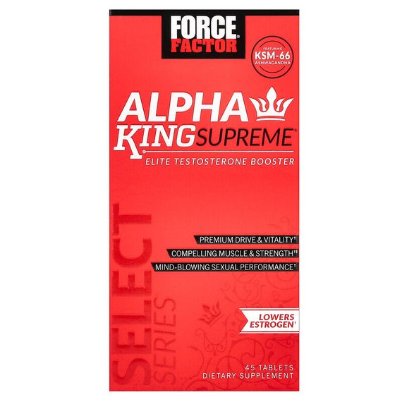 Force Factor, Alpha King Supreme, элитный бустер тестостерона, 45 таблеток