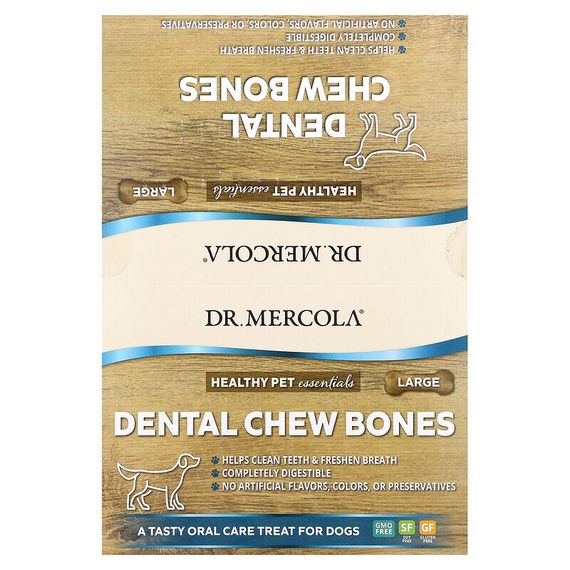 Dr. Mercola, Dental Chew Bone, Large, для собак, 12 костей, 61 г (2,15 унции)