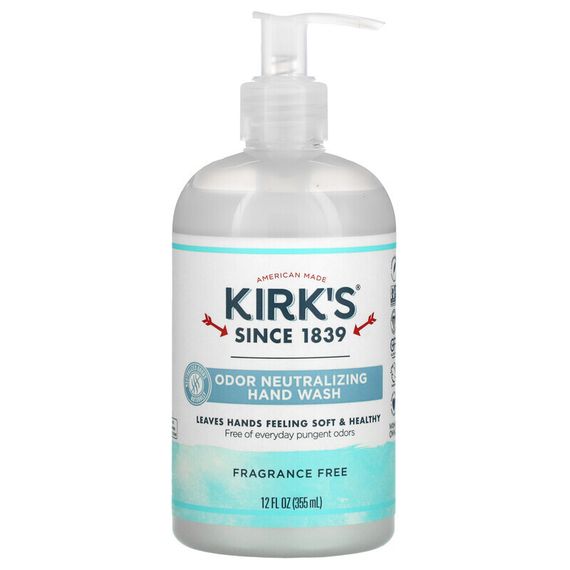 Kirk&#39;s, устраняющее запахи мыло для рук, с нейтральным запахом, 355 мл (12 жидк. унций)