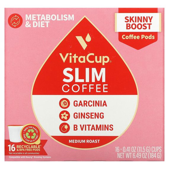 VitaCup, Slim Coffee, средней обжарки, 16 чашек по 11,5 г (0,41 унции)