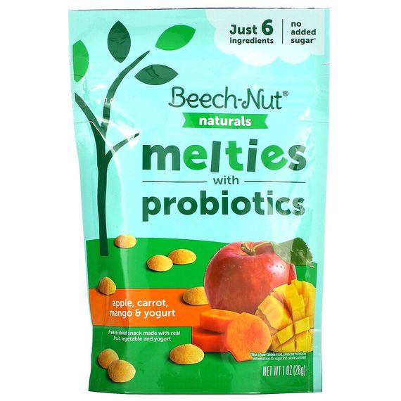 Beech-Nut, Naturals, снек с пробиотиками, для детей от 8 месяцев, яблоко, морковь, манго и йогурт, 28 г (1 унция)