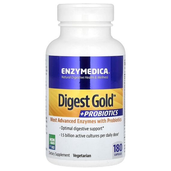 Enzymedica, Digest Gold, добавка с пробиотиками, 180 капсул