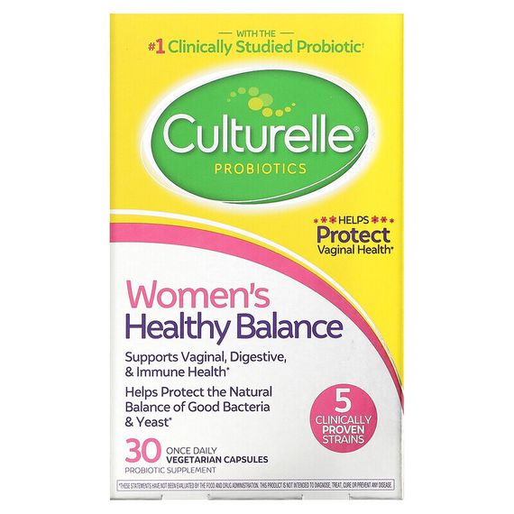 Culturelle, пробиотики, здоровый баланс для женщин, 30 вегетарианских капсул для ежедневного одноразового приема