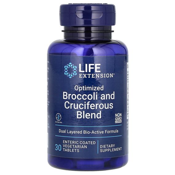 Life Extension, оптимизированная смесь брокколи и крестоцветных, 30 вегетарианских таблеток, покрытых кишечнорастворимой оболочкой