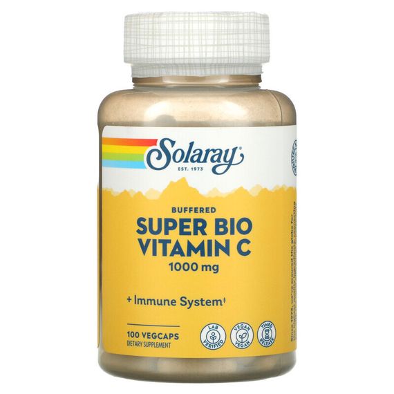 Solaray, Super Bio Vitamin C, буферизированный витамин С, 500 мг, 100 капсул VegCap