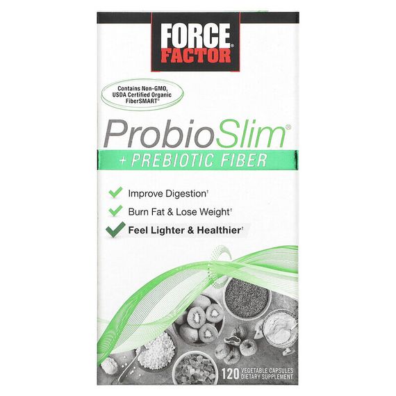 Force Factor, ProbioSlim, с пребиотической клетчаткой, 120 вегетарианских капсул