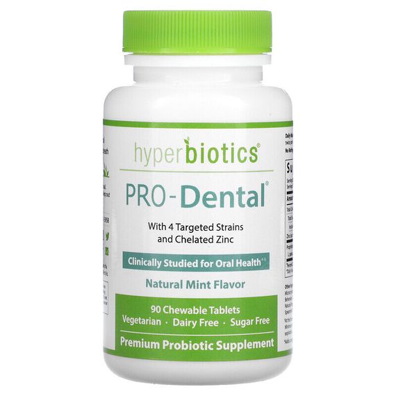 Hyperbiotics, PRO-Dental, пищевая добавка для здоровья полости рта, с натуральным мятным вкусом, 90 жевательных таблеток
