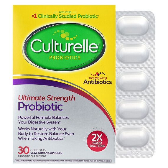 Culturelle, Пробиотик максимальной эффективности, 20 млрд КОЕ, 30 вегетарианских капсул
