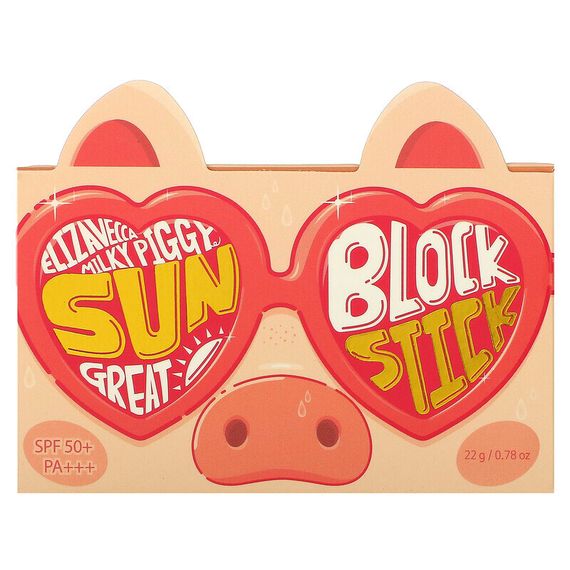 Elizavecca, Milky Piggy, Sun Great Block Stick, солнцезащитный стик, SPF 50+ PA +++, 22 г (0,78 унции)