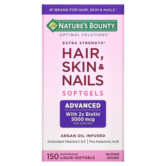 Nature&#39;s Bounty, Optimal Solutions, Extra Strength Hair, Skin &amp; Nails, 150 Rapid Release Liquid Softgels