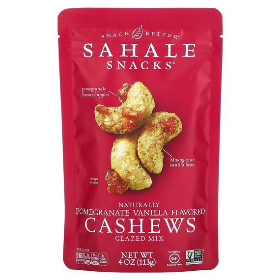 Sahale Snacks, глазированная смесь, кешью с натуральным гранатом и ванилью, 113 г (4 унции)