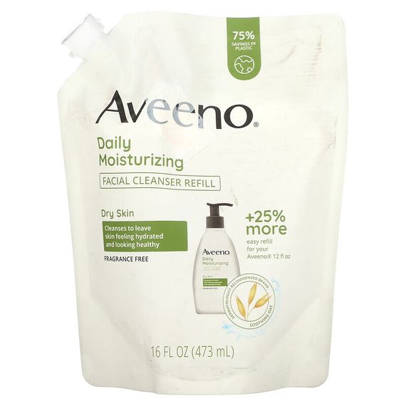 Aveeno, Ежедневное увлажнение, очищающее средство для лица, для сухой кожи, без отдушек, 16 жидк. Унций (473 мл)