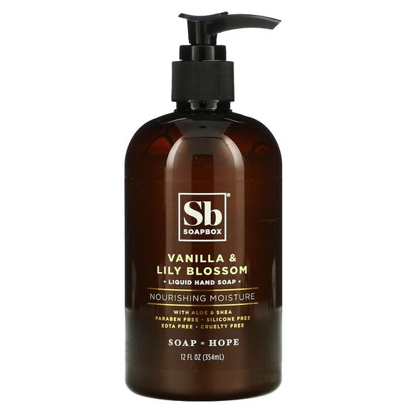 Soapbox, Liquid Hand Soap with Aloe &amp; Shea, Vanilla &amp; Lily Blossom, 12 fl oz (354 ml)