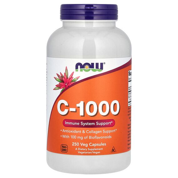 NOW Foods, C-1000, со 100 мг биофлавоноидов, 250 растительных капсул