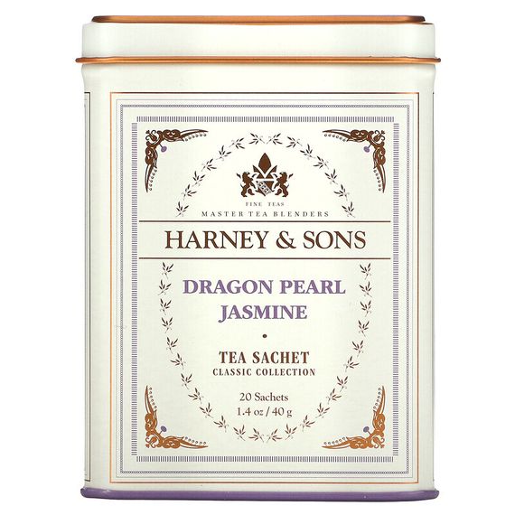 Harney &amp; Sons, Качественные сорта чая, чай с жасмином Dragon Pearl, 20 чайных саше, 40 г (1,4 унции)
