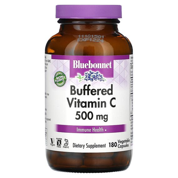 Bluebonnet Nutrition, буферизованный витамин C, 500 мг, 180 растительных капсул