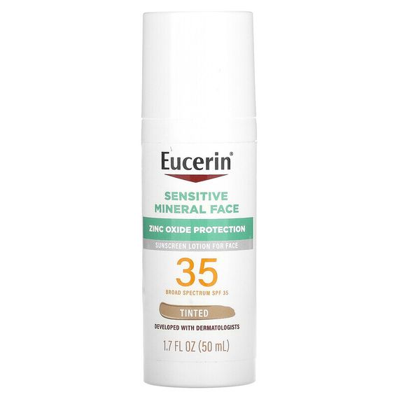 Eucerin, Минеральный солнцезащитный лосьон для чувствительной кожи, с SPF 35, тонирующий, 50 мл (1,7 жидк. Унции)