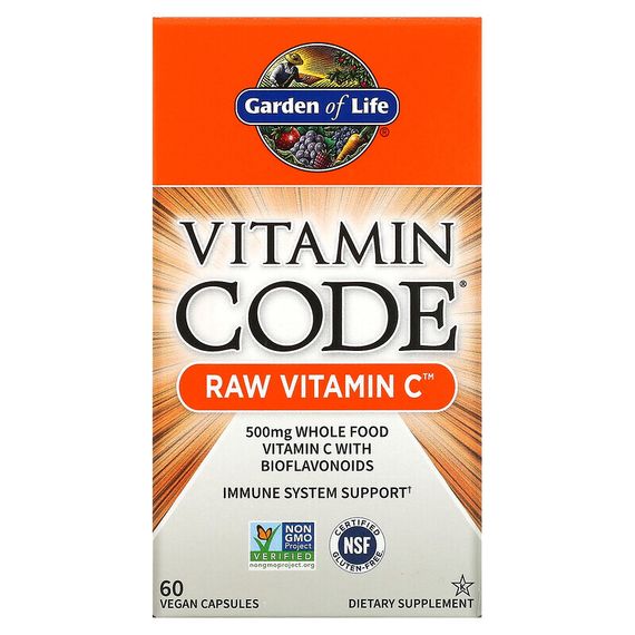 Garden of Life, Vitamin Code, Raw Vitamin C, 60 веганских капсул