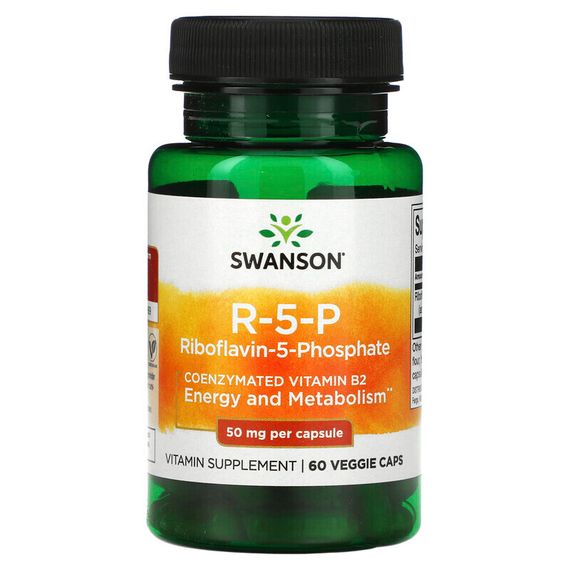 Swanson, R-5-P, рибофлавин-5-фосфат, 50 мг, 60 растительных капсул