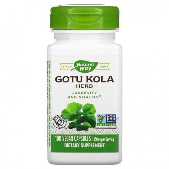 Nature&#39;s Way, Gotu Kola Herb, 475 mg, 100 Vegan Capsules