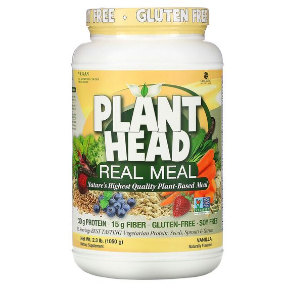 Genceutic Naturals, Plant Head, источник растительного белка, ваниль, 1050 г (2,3 фунта)