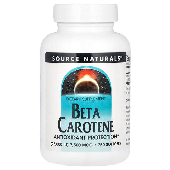 Source Naturals, бета-каротин, 25 000 МЕ, 250 мягких таблеток