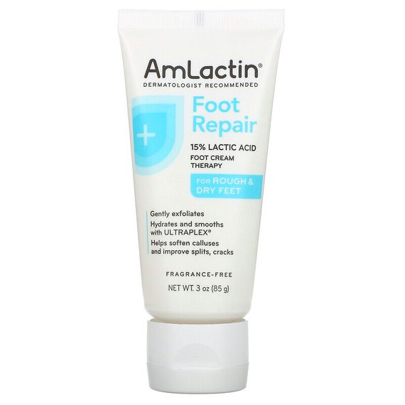 AmLactin, Foot Repair, для огрубевшей и сухой кожи ног, без отдушек, 85 г (3 унции)