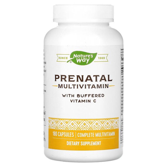 Nature&#39;s Way, мультивитамины для беременных с буферизованным витамином C, 180 капсул