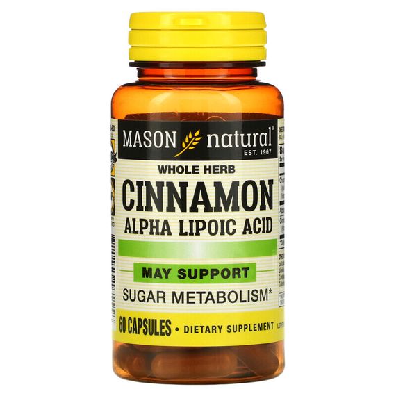 Mason Natural, корица с альфа-липоевой кислотой, 60 капсул