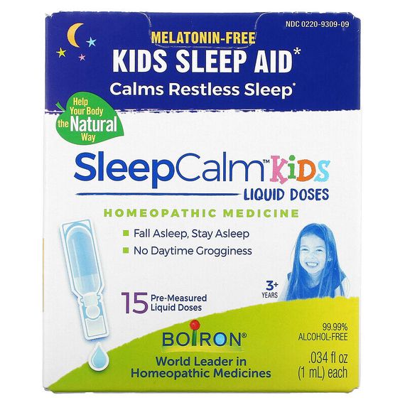 Boiron, Kids, SleepCalm, жидкие дозы, для детей от 3 лет, без мелатонина, 15 предварительно отмеренных жидких доз, по 1 мл (0,034 жидк. Унции)