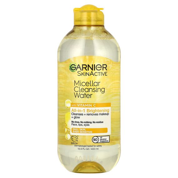 Garnier, SkinActive, Мицеллярная очищающая вода с витамином C, 13,5 жидких унций (400 мл)