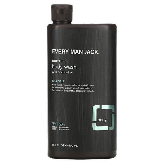 Every Man Jack, гель для душа с кокосовым маслом, морская соль, 500 мл (16,9 жидк. унции)