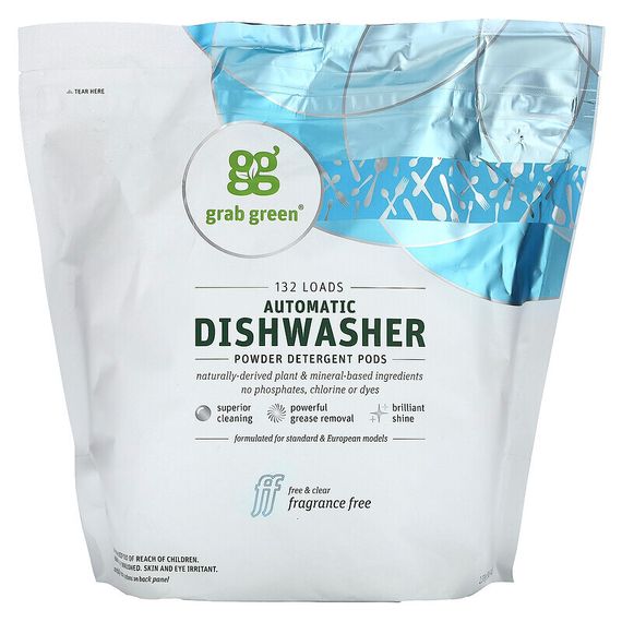Grab Green, Капсулы с моющим средством для автоматической посудомоечной машины, без отдушек, 2376 г (5 фунтов 4 унции)