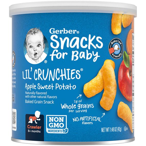 Gerber, Snacks for Baby, Lil &#39;Crunchies, снек из запеченного зерна, для детей от 8 месяцев, яблоко и батат, 42 г (1,48 унции)