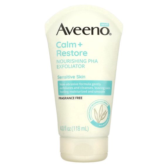 Aveeno, Calm + Restore, питательное отшелушивающее средство с ПГК, без отдушек, 118 мл (4 жидк. Унции)