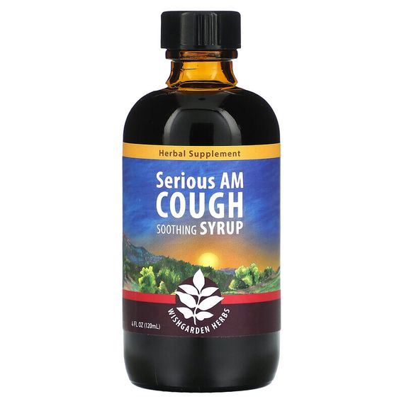 WishGarden Herbs, Успокаивающий сироп от кашля Serious AM, 120 мл (4 жидк. Унции)