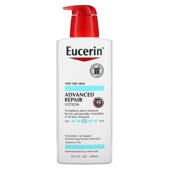 Eucerin, улучшенный восстанавливающий лосьон, без запаха, 500 мл (16,9 жидких унций)
